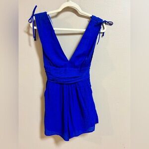 One Clothing Los Angeles Blue Romper XS Adjustable Strap V-Neck Summer Playsuit